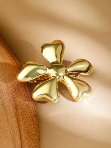 Rubans 18K Gold Plated Sculptural Floral Design Hair Clip â€“ Statement Luxe Hair Accessory