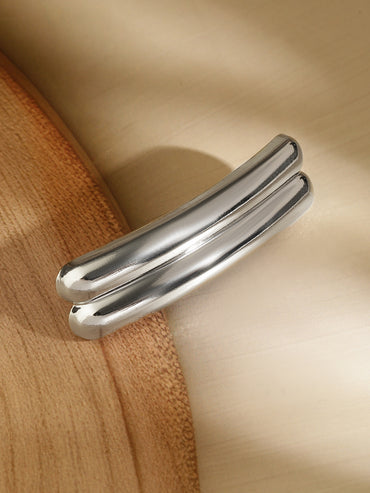 Rubans Rhodium Plated Sleek Double-Bar Design Hair Clip â€“ Statement Luxe Hair Accessory