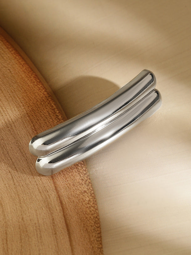 Rubans Rhodium Plated Sleek Double-Bar Design Hair Clip â€“ Statement Luxe Hair Accessory