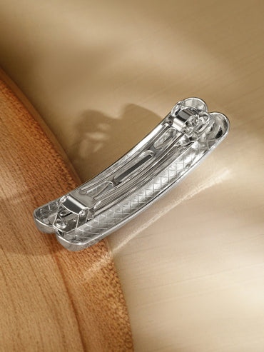 Rubans Rhodium Plated Sleek Double-Bar Design Hair Clip â€“ Statement Luxe Hair Accessory