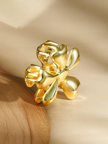 Floral Gold & Abstract Silver Hair Clips