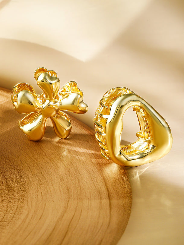 Star Motif & Abstract Gold Hair Clips