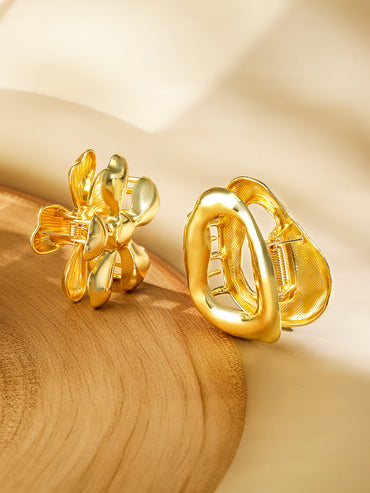Star Motif & Abstract Gold Hair Clips