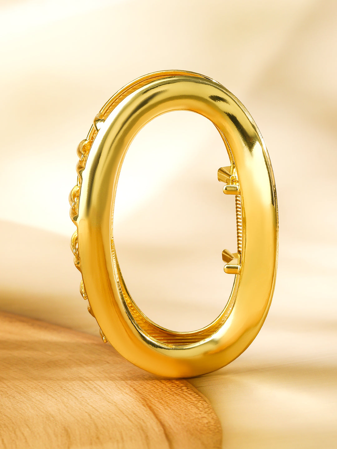 Rubans 18K Gold Plated Oval Frame Design Hair Claw Clip â€“ Statement Hair Accessory