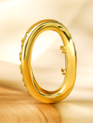 Rubans 18K Gold Plated Oval Frame Design Hair Claw Clip â€“ Statement Hair Accessory