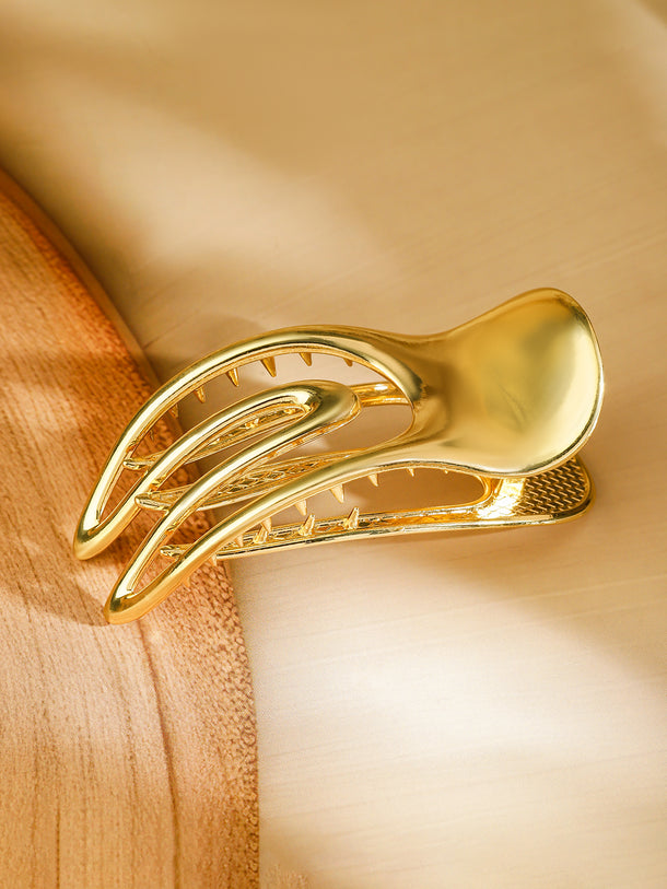 Rubans 18K Gold Plated Curved Claw Hair Clip â€“ Statement Hair Accessory for Stylish Looks