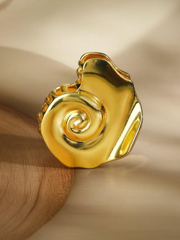 Rubans 18K Gold Plated Shell-Inspired Hair Claw Clip â€“ Statement Hair Accessory