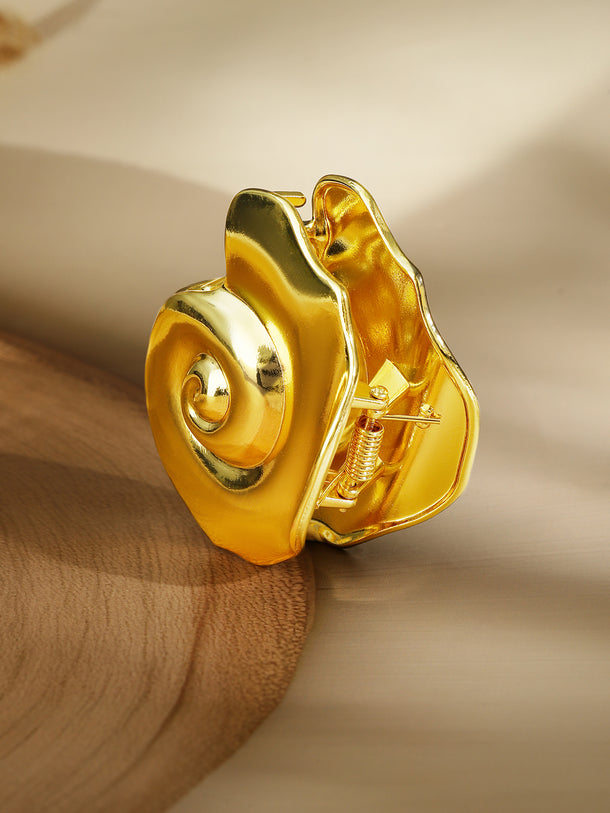 Rubans 18K Gold Plated Shell-Inspired Hair Claw Clip â€“ Statement Hair Accessory