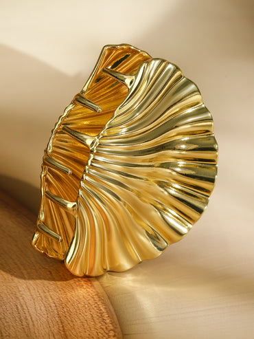 Rubans 18K Gold Plated Sculpted Shell Design Hair Claw Clip â€“ Statement Hair Accessory