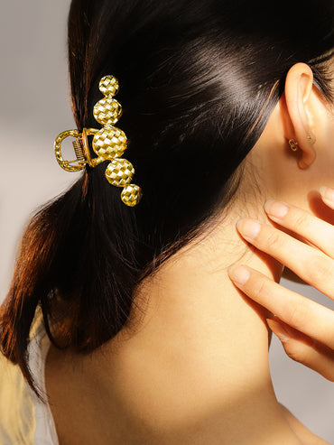 Gold Textured & Heart Motif Hair Clips