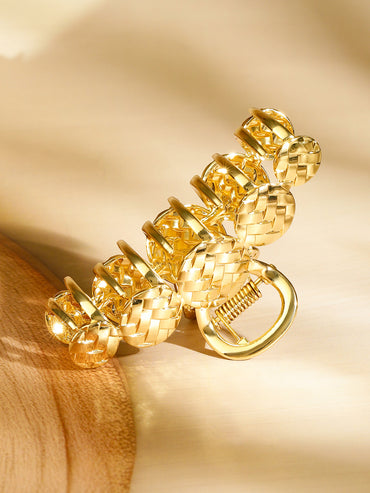 Rubans Set of 2 18K Gold Plated Hair Claw Clip â€“ Star & Braided Statement Hair Accessories