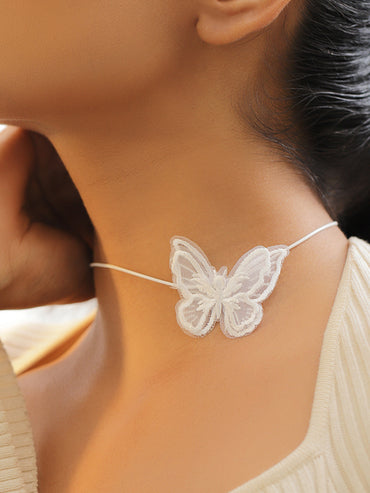 Butterfly Motif White Choker