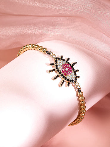 Rubans Set of 2, 18K Gold-Plated Evil Eye & Cowrie Shell Motif Bracelets