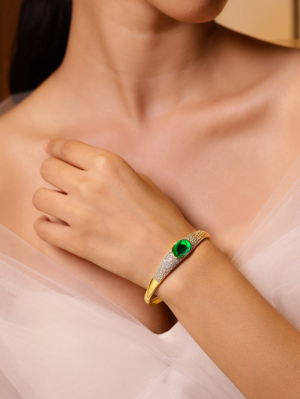 Gold Toned Emeral Studded Bracelet