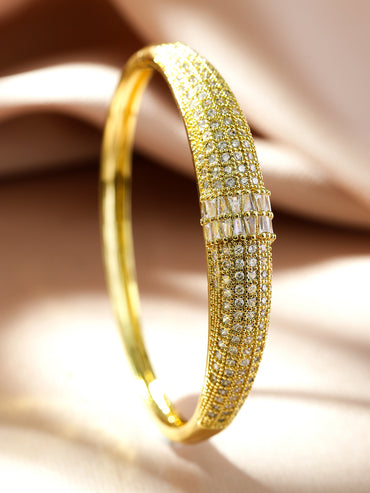 Rubans 22K Gold-Plated Sparkling Cubic Zirconia Embellished Premium Openable Bracelet