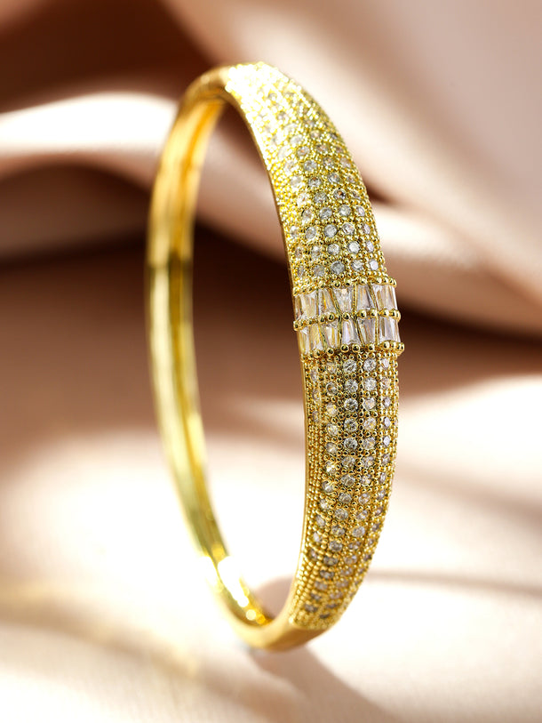 Rubans 22K Gold-Plated Sparkling Cubic Zirconia Embellished Premium Openable Bracelet