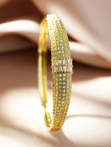 Rubans 22K Gold-Plated Sparkling Cubic Zirconia Embellished Premium Openable Bracelet