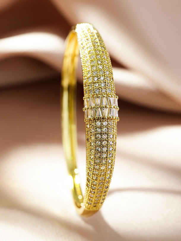 Rubans 22K Gold-Plated Sparkling Cubic Zirconia Embellished Premium Openable Bracelet