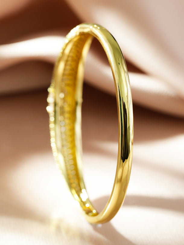 Rubans 22K Gold-Plated Sparkling Cubic Zirconia Embellished Premium Openable Bracelet
