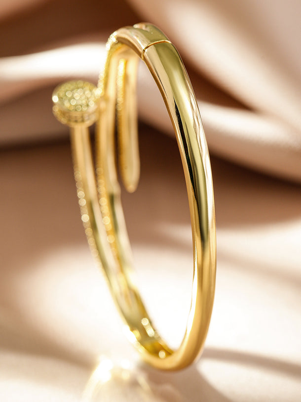 Rubans 22K Gold-Plated Demi-Fine Sparkling White Cubic Zirconia Openable Bracelet