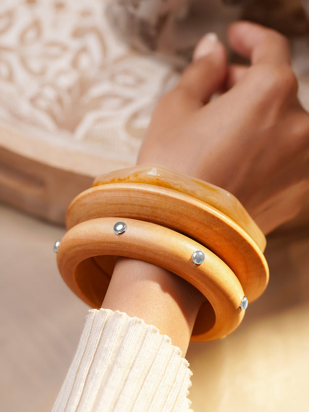 Everyday Bold Wooden Bangles Style Bracelets