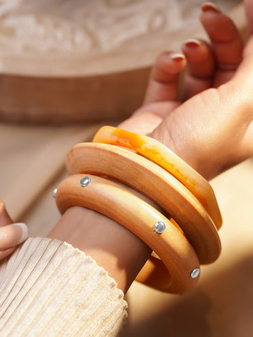 Everyday Bold Wooden Bangles Style Bracelets