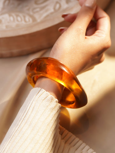 Bold Modern Amber Resin Statement Bracelet