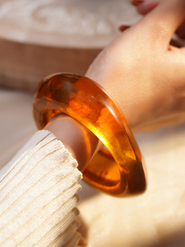 Bold Modern Amber Resin Statement Bracelet