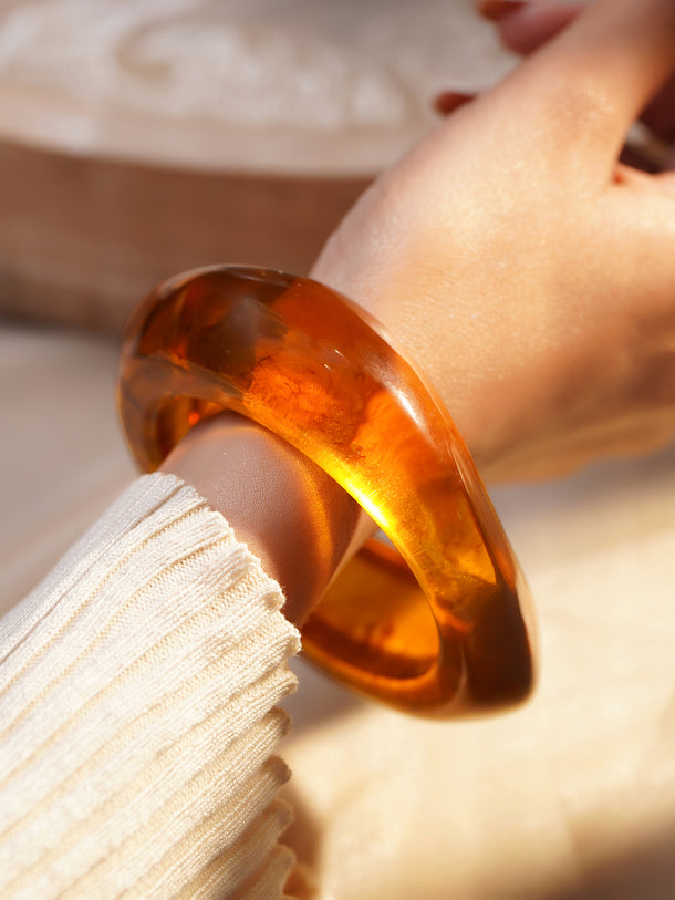 Bold Modern Amber Resin Statement Bracelet