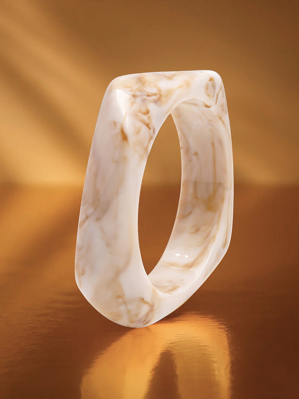 Minimal White Marble Statement Bangle