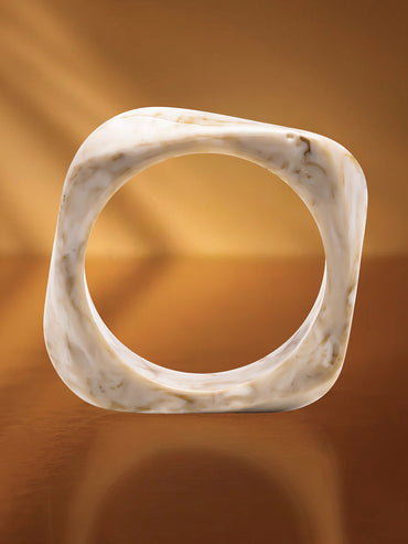 Minimal White Marble Statement Bangle