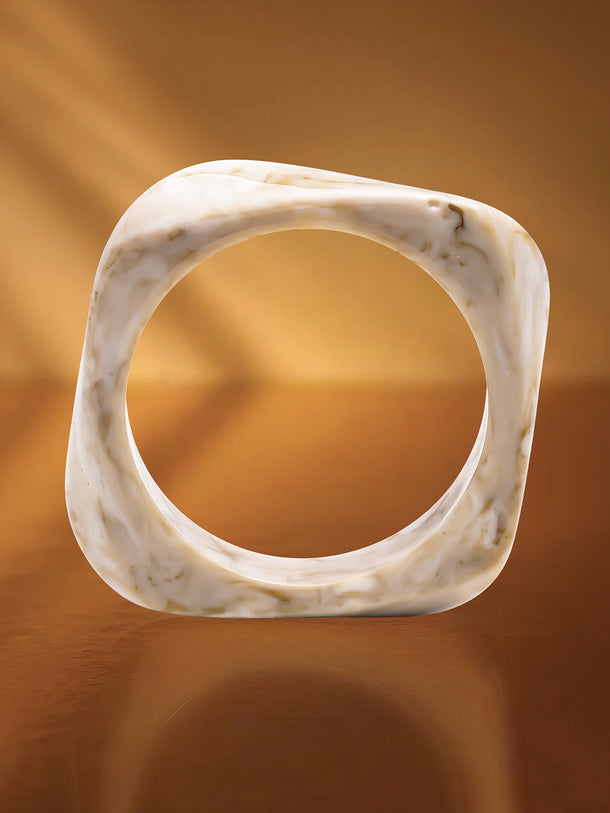 Minimal White Marble Statement Bangle