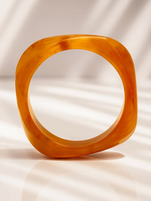 Western Statement Honey Glow Resin Bangle Bracelet