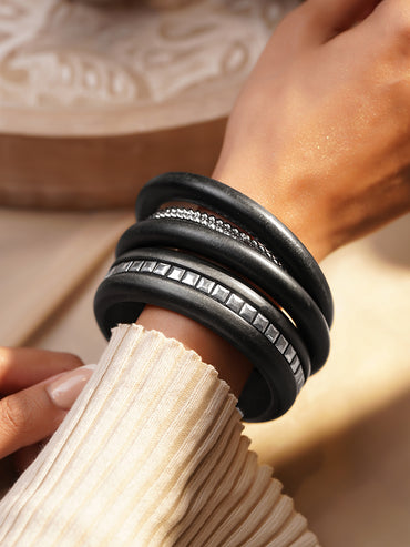 Bold Stacks Black Western Statement Bracelet