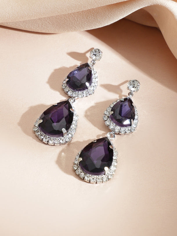 Purple American Diamond Zirconia Necklace Set