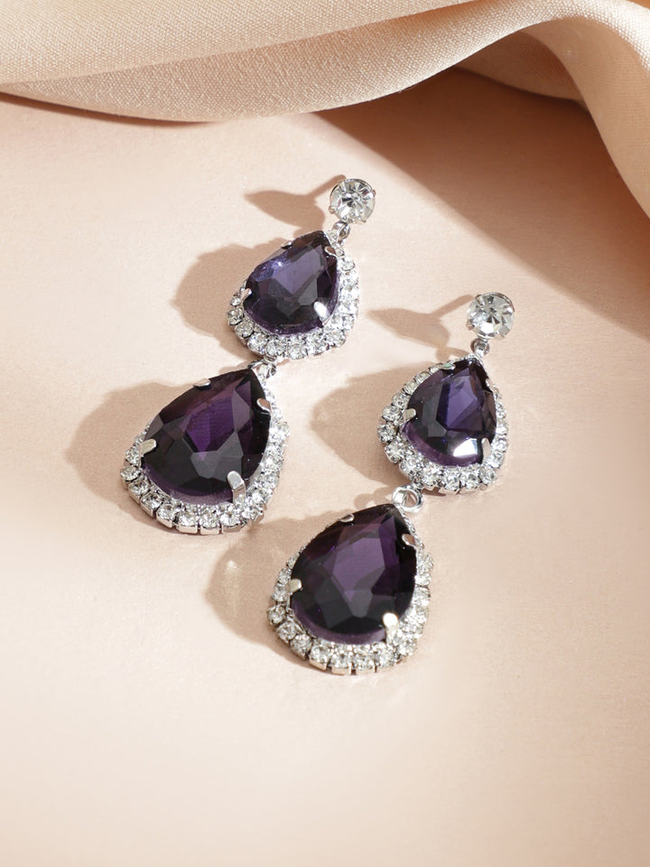 Purple American Diamond Zirconia Necklace Set