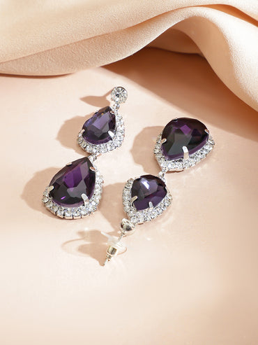 Purple American Diamond Zirconia Necklace Set