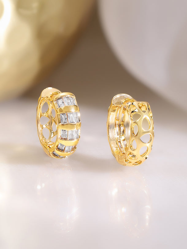 Gold Plated Crystal Hoop Earrings
