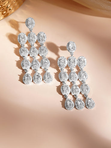 Crystal Cascade Tassel Dangler Earrings