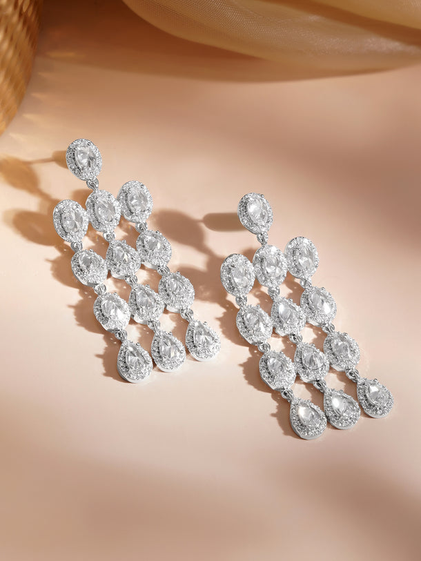 Crystal Cascade Tassel Dangler Earrings