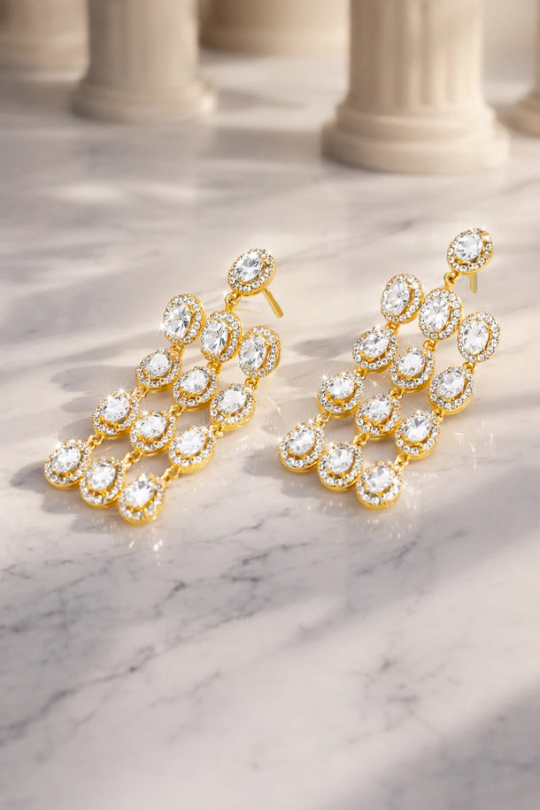 Golden Rush Crystal Chandelier Earrings