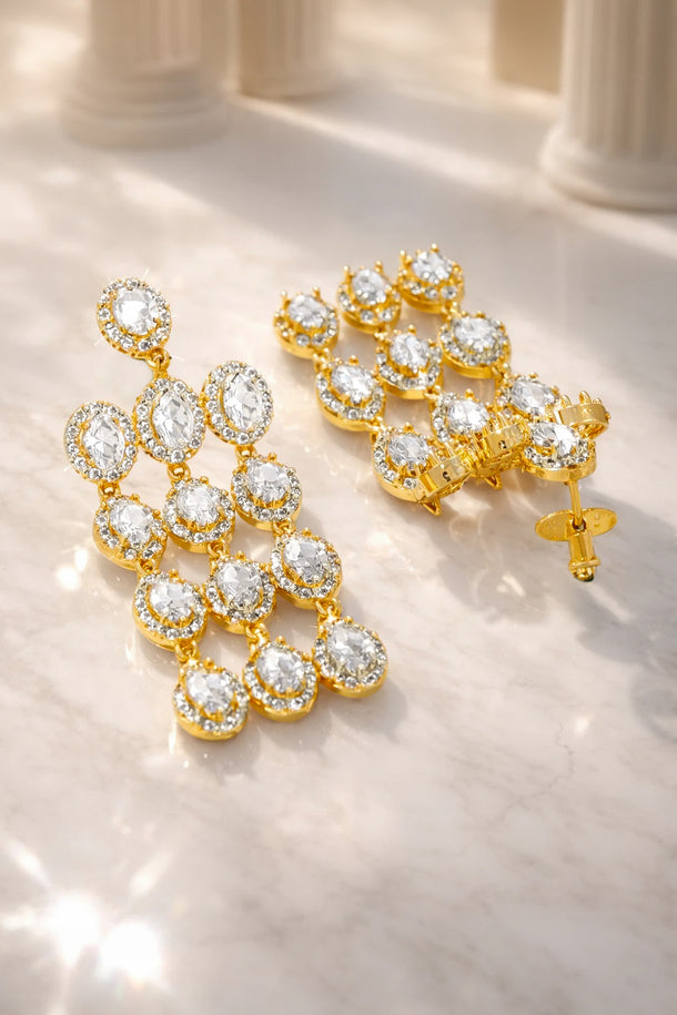 Golden Rush Crystal Chandelier Earrings