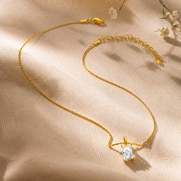 Demifine 18K Gold Plated Stainless Steel Solitaire Pendant Necklace
