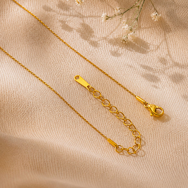Demifine 18K Gold Plated Stainless Steel Solitaire Pendant Necklace