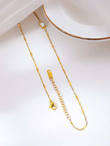 Demifine 18K Gold Plated Stainless Steel Crystal Lariat Drop Necklace