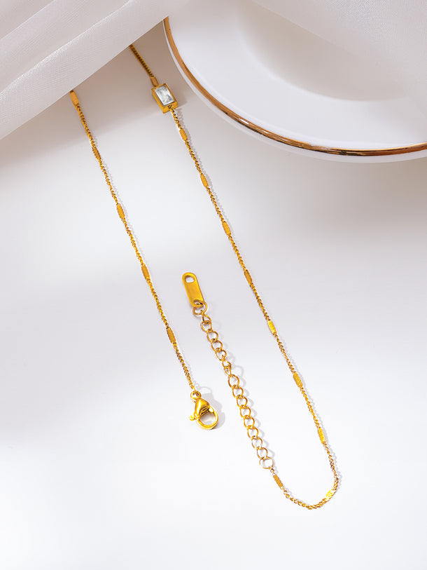 Demifine 18K Gold Plated Stainless Steel Crystal Lariat Drop Necklace