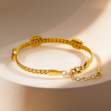 Demifine 18K Gold Plated Stainless Steel Rainbow Crystal Chain Bracelet