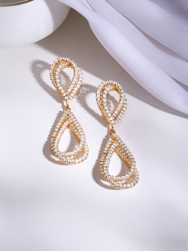 Gold Plated Crystal Cascade Drop Earrings
