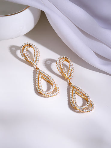 Gold Plated Crystal Cascade Drop Earrings
