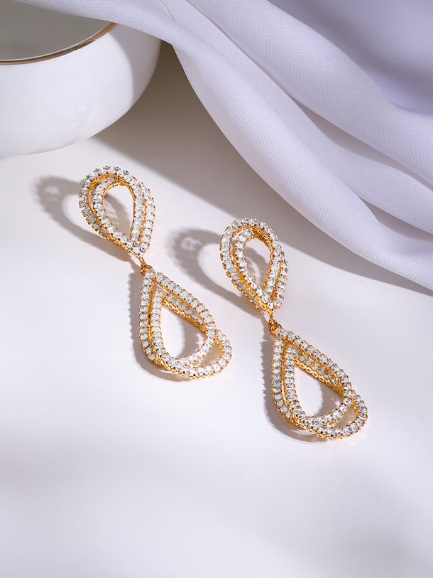 Gold Plated Crystal Cascade Drop Earrings